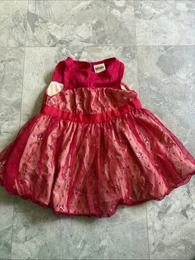 Mini Harajuku Red Tulle Floral Party Dress